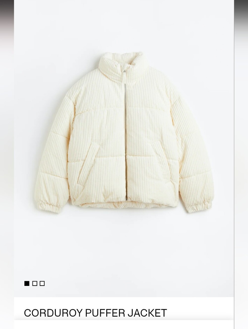 H&M Cream Corduroy Puffer Jacket